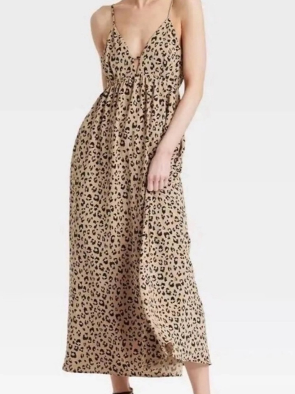 NWT A New Day leopard print long dress, spaghetti straps (size XS)